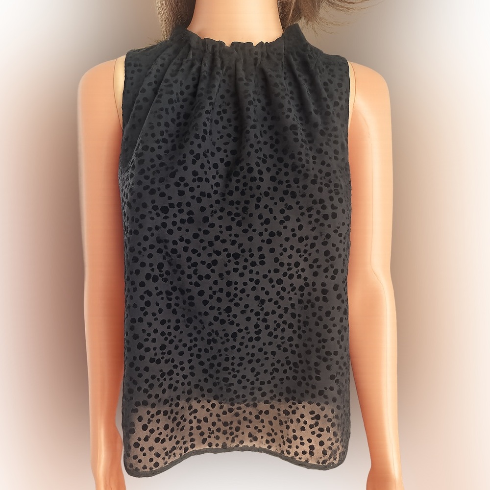 Ann Taylor Black Textured Sleeveless Blouse